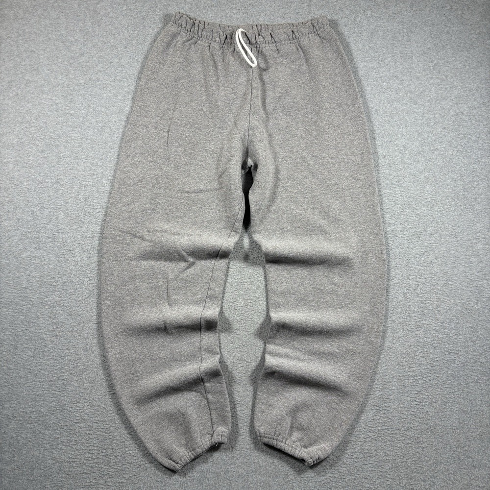 Vintage Russell Athletic Sweatpants Large Gray Fleece Joggers Cuffed Y2K Blank